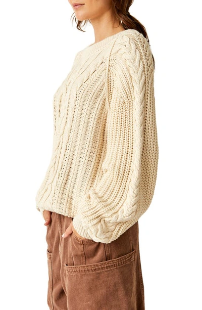 Shop Free People Frankie Cable Cotton Sweater In Ivory