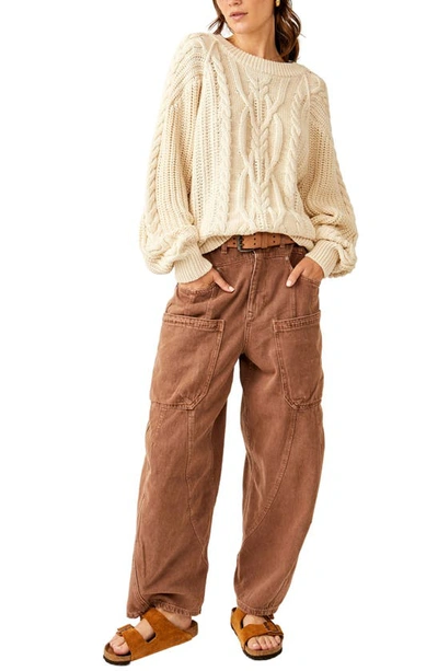 Free People Frankie Cable Sweater In Ivory In Ivory