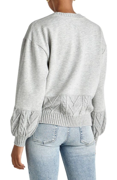 Shop Splendid Vienna Cable Stitch Trim Sweater In Lt Heather Grey