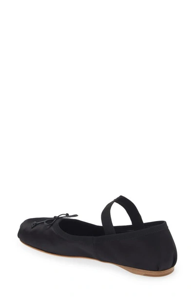 Shop Miu Miu Logo Strap Ballet Flat In Black