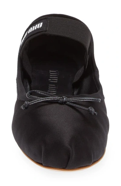 Shop Miu Miu Logo Strap Ballet Flat In Black