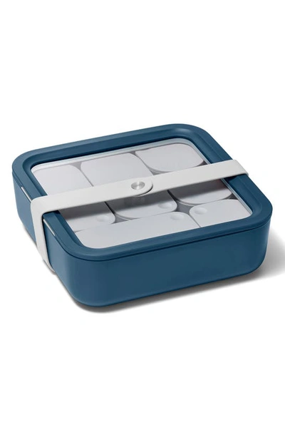 Caraway 10-cup Glass Food Storage Container In Navy