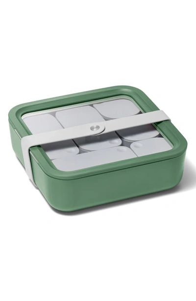 Caraway 10-cup Glass Food Storage Container In Sage