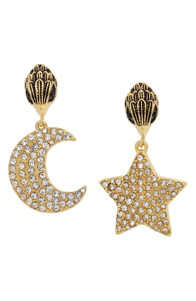 Shop Kurt Geiger Star & Moon Mismatched Drop Earrings In Crystal