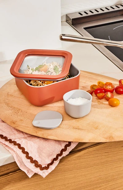 Caraway 4.4-cup Glass Food Storage Container In Sage