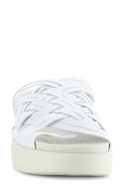 Bos. & Co. Rised Strappy Slide Sandal In White Leader