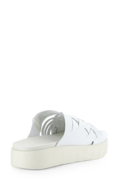 Bos. & Co. Rised Strappy Slide Sandal In White Leader