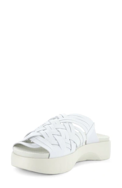 Bos. & Co. Rised Strappy Slide Sandal In White Leader