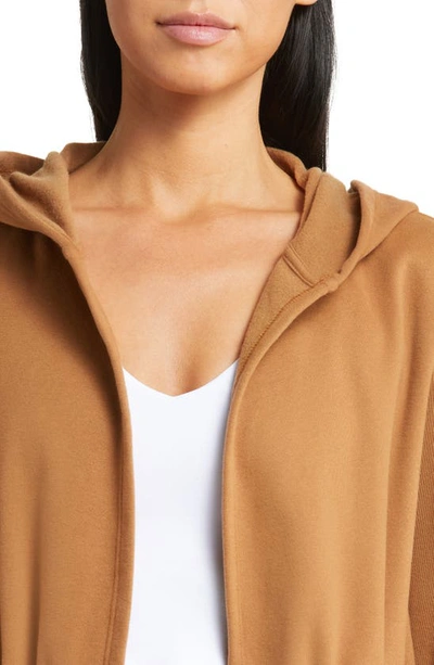 Shop Beyond Yoga On The Go Open Front Hooded Jacket In Toffee