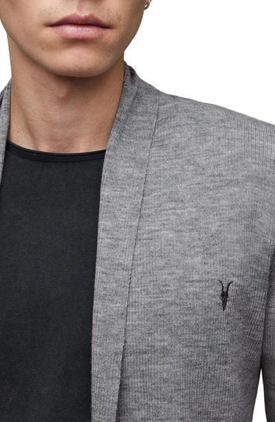 Shop Allsaints Mode Slim Fit Merino Wool Cardigan In Monument Grey Marl
