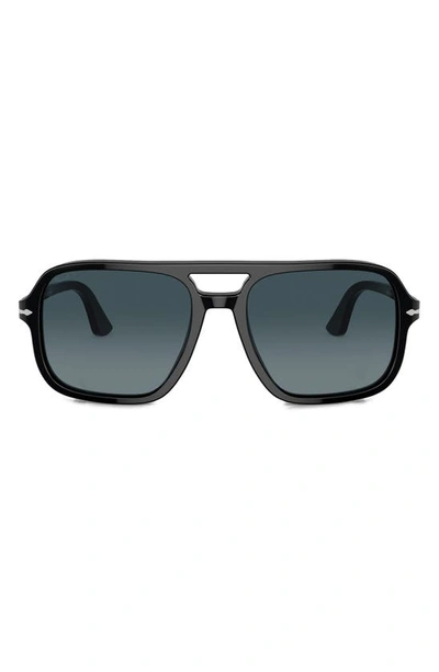 Shop Persol 58mm Polarized Pilot Sunglasses In Black