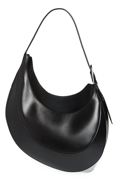 Shop Mugler Large Spiral Curve 02 Leather Shoulder Bag In Black