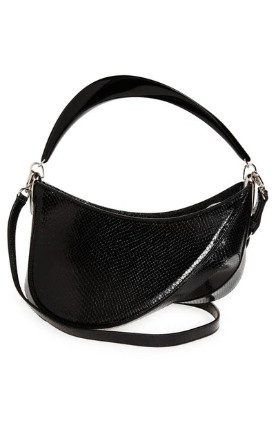 Shop Mugler Spiral Curve Snake Embossed Patent Leather Top Handle Bag In Black