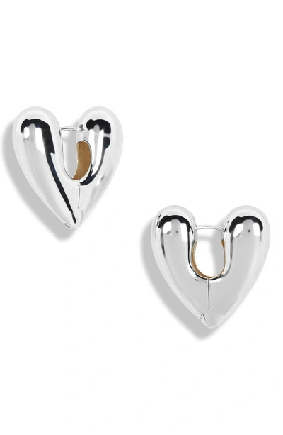 Shop Annika Inez Heart Hinge Hoop Earrings In Silver