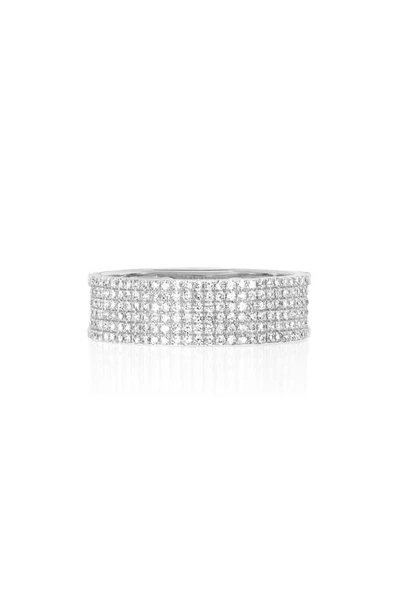 Shop Ef Collection Pavé Diamond Cigar Band Ring In 14k White Gold