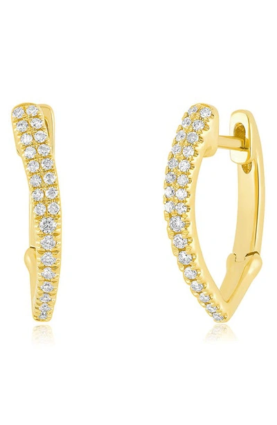 Shop Ef Collection Diamond Pavé Huggie Earrings In 14k Yellow Gold