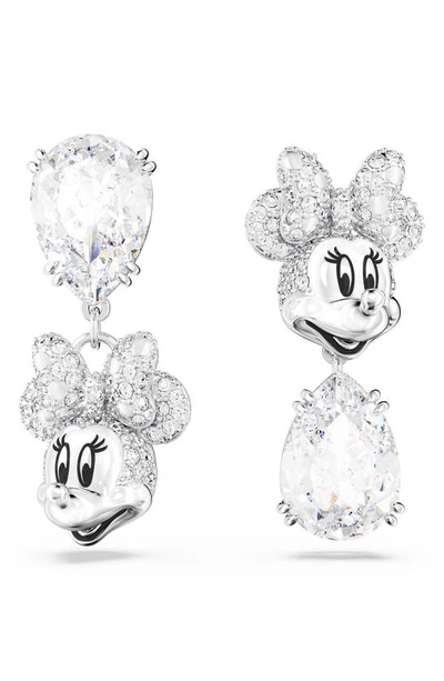 Shop Swarovski X Disney® 100 Minnie Mouse Drop Earrings In Silver