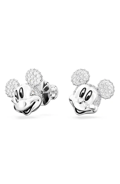 Swarovski X Disney® 100 Mickey Mouse Stud Earrings In Silver