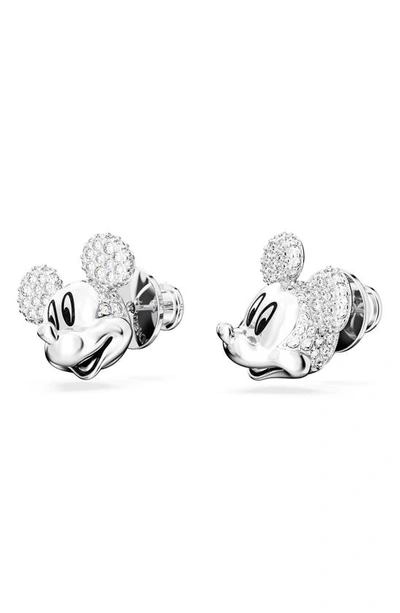 Swarovski X Disney® 100 Mickey Mouse Stud Earrings In Silver