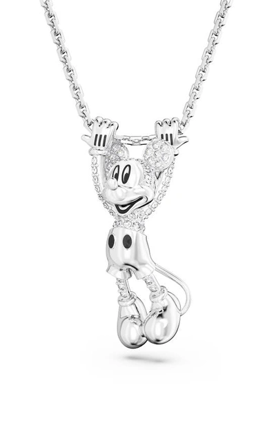 Shop Swarovski X Disney 100 Mickey Mouse Crystal Pendant Necklace In Silver