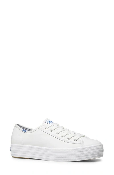 Shop Keds Triple Kick Platform Sneaker In White Leather