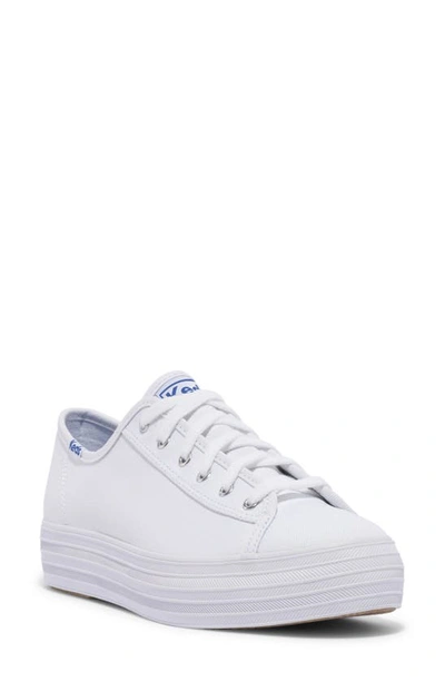 Shop Keds Triple Kick Platform Sneaker In White Canvas