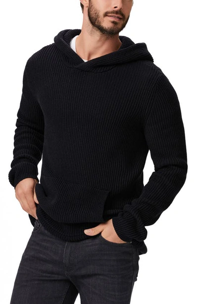 Shop Paige Bowery Cotton Ribbed Hoodie In Navy Depths