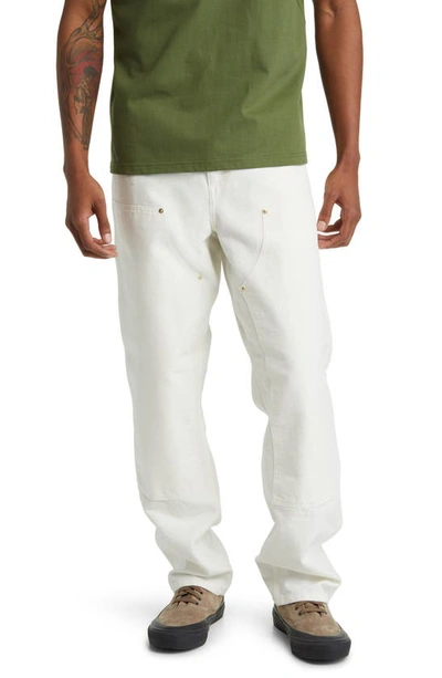 Shop Carhartt Double Knee Pants In Wax Stone Washed