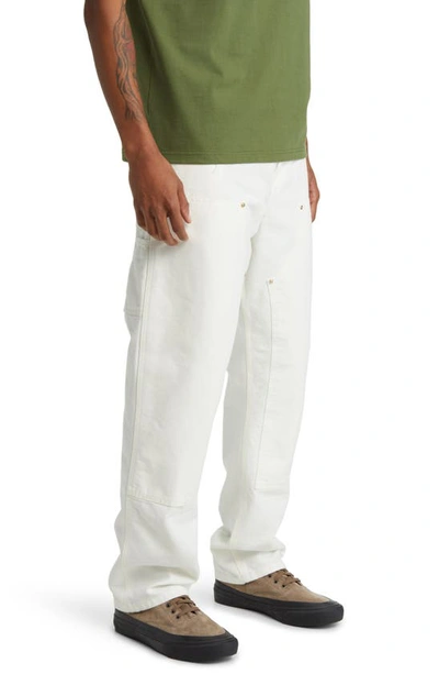 Shop Carhartt Double Knee Pants In Wax Stone Washed