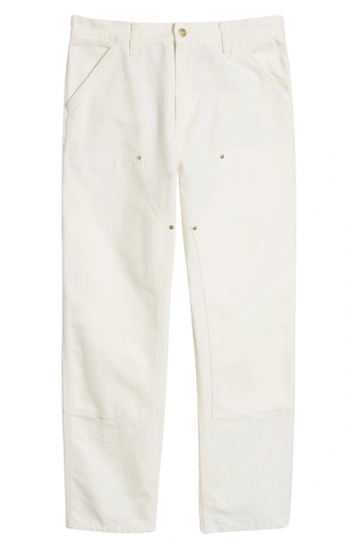 Shop Carhartt Double Knee Pants In Wax Stone Washed