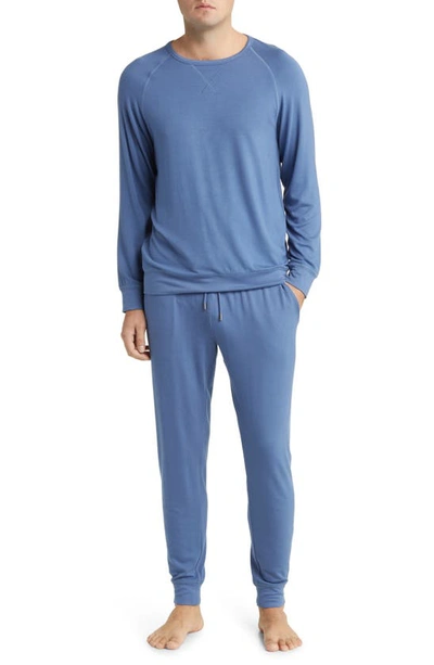 Shop Daniel Buchler Long Sleeve Stretch Viscose Pajama T-shirt In Blue