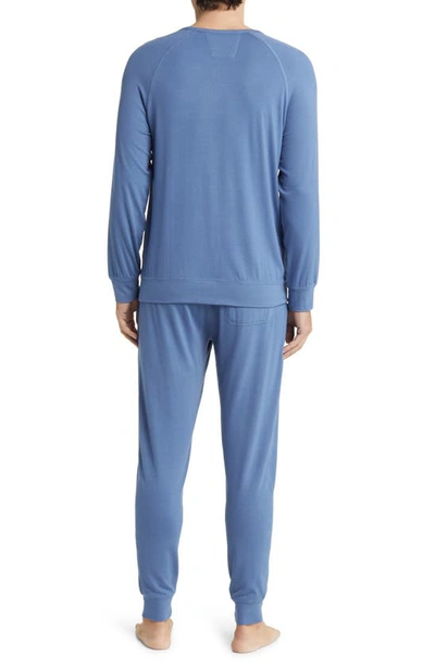 Shop Daniel Buchler Long Sleeve Stretch Viscose Pajama T-shirt In Blue