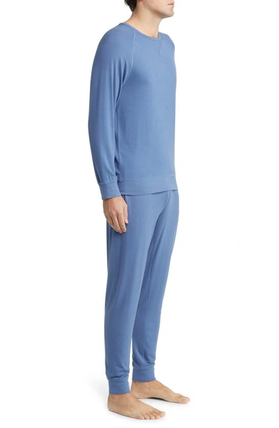 Shop Daniel Buchler Long Sleeve Stretch Viscose Pajama T-shirt In Blue
