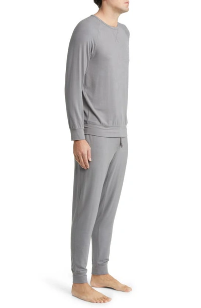 Shop Daniel Buchler Long Sleeve Stretch Viscose Pajama T-shirt In Grey