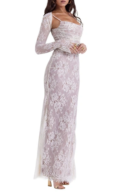 House Of Cb Artemis Long Sleeve Lace Maxi Dress In Vintage Cream