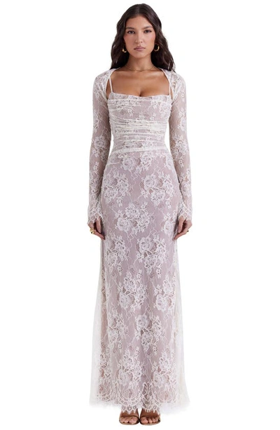 House Of Cb Artemis Long Sleeve Lace Maxi Dress In Vintage Cream