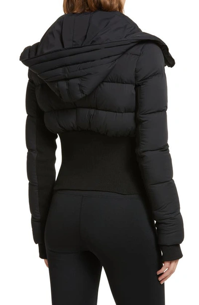 Shop Blanc Noir Asymmetric Zip Crop Puffer Jacket In Black