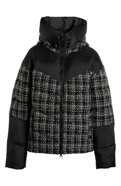 Shop Blanc Noir Irina Bouclé Down Puffer Jacket In Black Combo