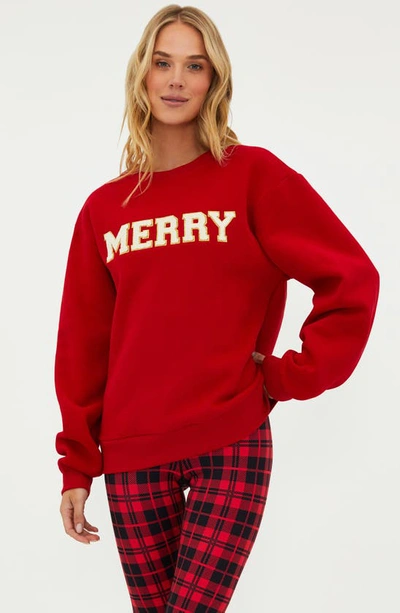 Shop Beach Riot Dawn Merry Graphic Sweatshirt In Merry Red