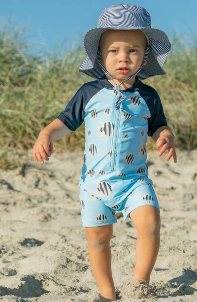 Shop Snapper Rock Kids' Angel Fish Short Sleeve One-piece Rashguard Swimsuit In Blue