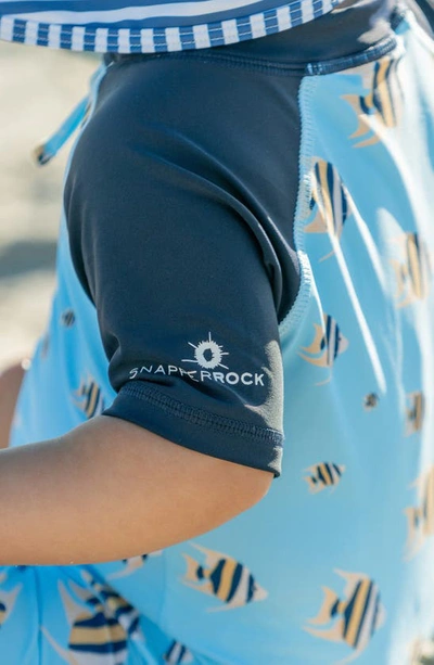 Shop Snapper Rock Kids' Angel Fish Short Sleeve One-piece Rashguard Swimsuit In Blue