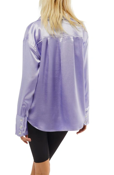 Shop Free People Shooting For The Moon Satin Shirt In Heavenly Lavender