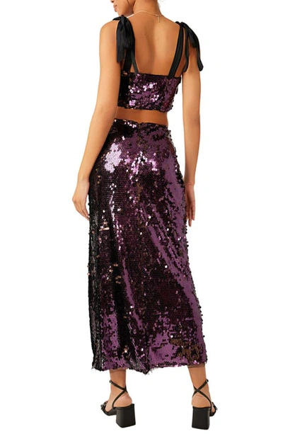 Shop Free People Star Bright Sequin Two-piece Crop Top & Midi Skirt In Lilac