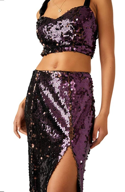 Shop Free People Star Bright Sequin Two-piece Crop Top & Midi Skirt In Lilac