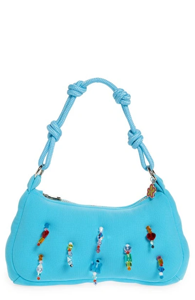 Shop Marshall Columbia Poppy Purse Swarovski® Crystal Embellished Plush Shoulder Bag In Sky Blue