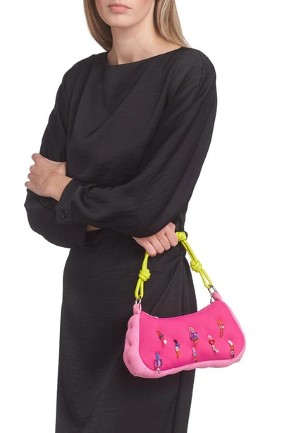 Shop Marshall Columbia Swarovski® Crystal Embellished Tassel Plush Shoulder Bag In Watermelon