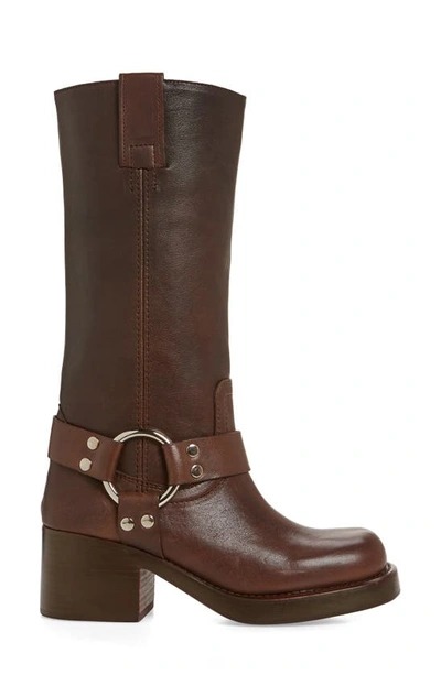Jeffrey Campbell Reflection Western Boot In Brown Distressed Silver