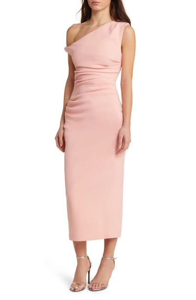Shop Misha Collection Alaska One-shoulder Gathered Body-con Cocktail Dress In Calypso Pink Nord Exclusive