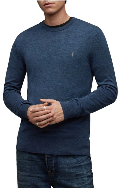 Shop Allsaints Mode Slim Fit Wool Sweater In Solar Blue Marl