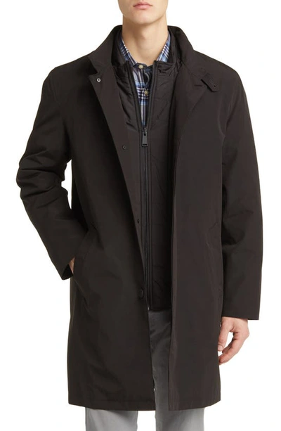 Shop Cole Haan Topcoat With Removable Quilted Bib In Black